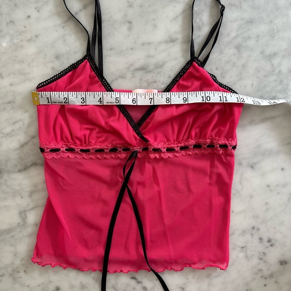 Mesh Y2K McBling Bimbo Hot Pink Vintage Top - Picture 3 of 4
